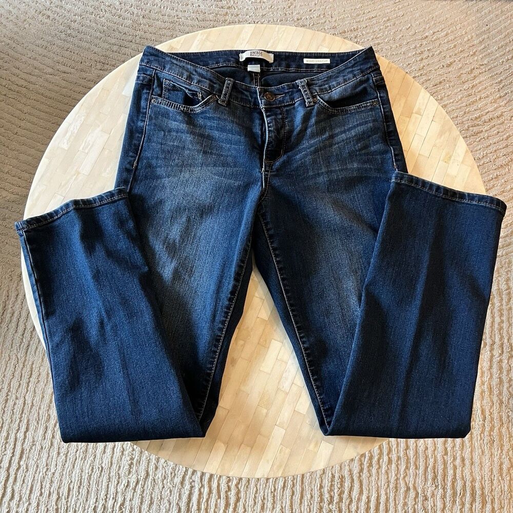Vintage America Blues Women’s Straight Leg Jeans 6S 28” Petite EUC Med Dark Wash